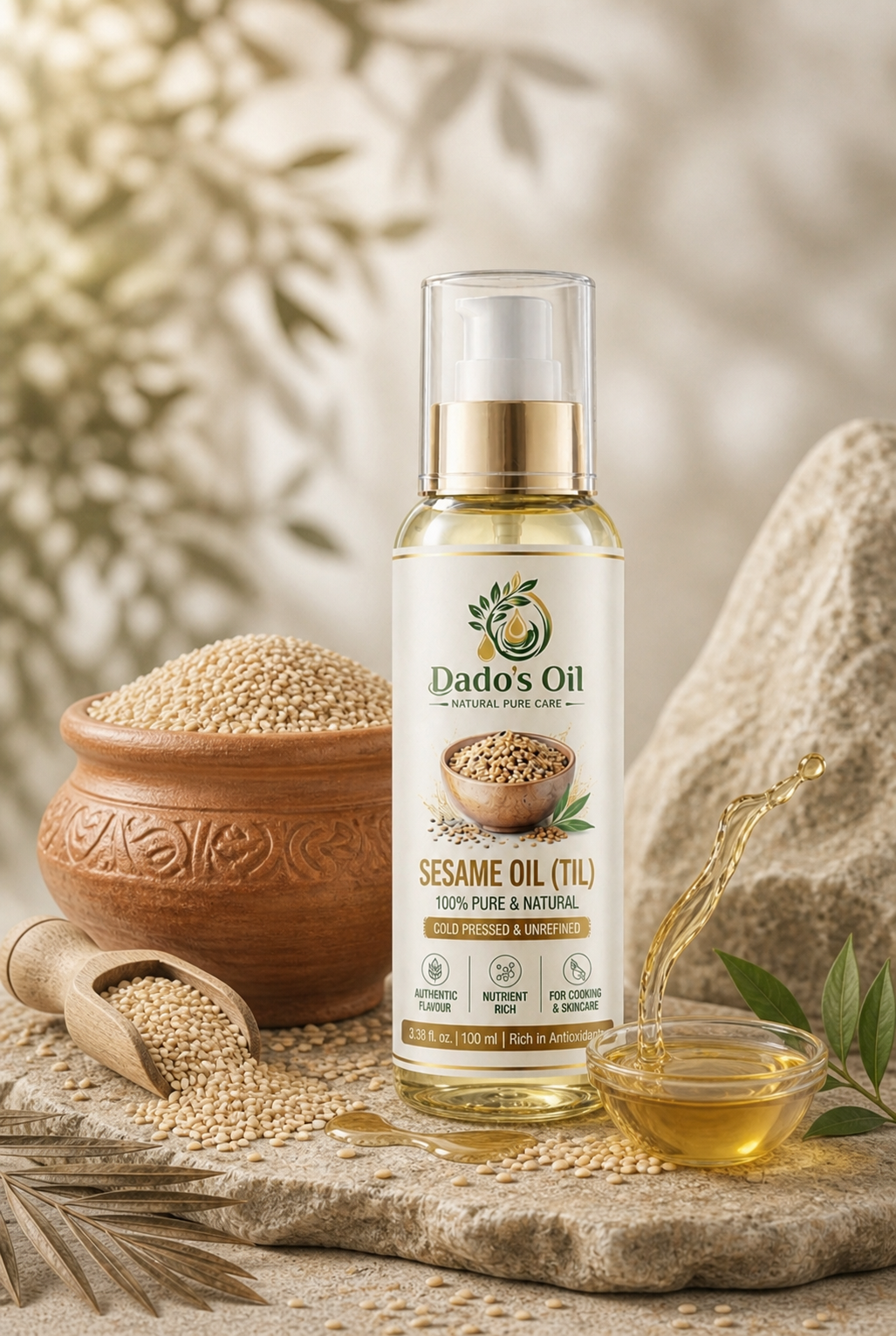 🌾 Premium Cold Pressed Sesame (Til) Oil – 100% Pure & Natural